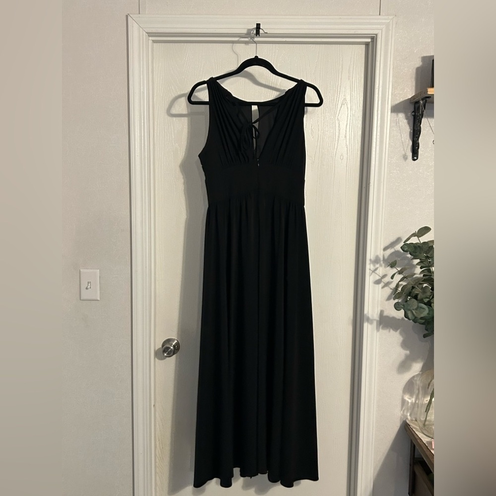R&M Richards black sequin halter maxi gown 12P - Picture 5 of 9